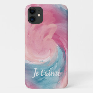 Capa Para iPhone 11 Tie-Dye Pink e Blue Painterly Watercolor no Amor