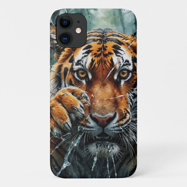 Capa Para iPhone 11 Tiger Breaking Through (Verso)
