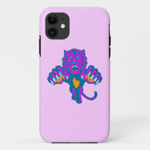 Capa Para iPhone 11 Tigre Corey Neon 80s Tigre Saltando (Rosa)