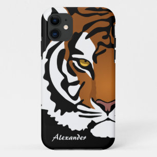Capa Para iPhone 11 Tigre, Gato Selvagem em Preto