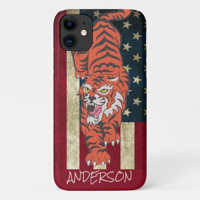 Capa Para iPhone 11 Tigre Laranja Americano Personalizado (Verso)