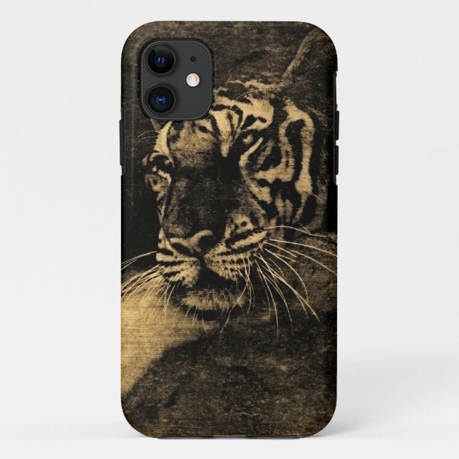 Capa Para iPhone 11 Tigre preto e branco (Verso)