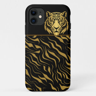 Capa Para iPhone 11 Tigre-Tigre-Cabeça-Tigre-Dourada