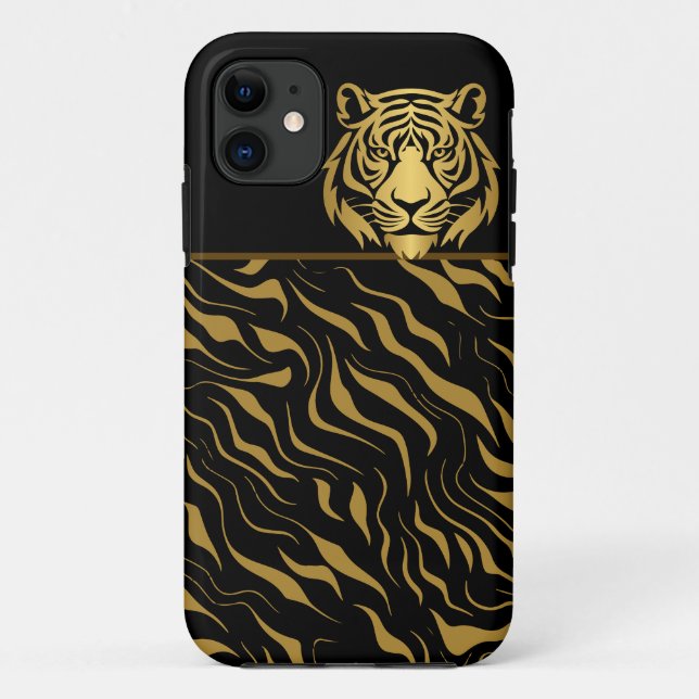 Capa Para iPhone 11 Tigre-Tigre-Cabeça-Tigre-Dourada (Verso)