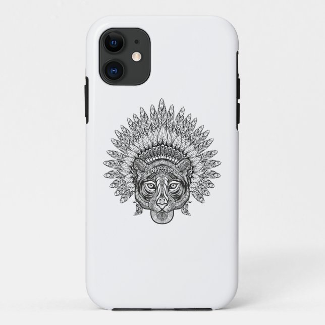 Capa Para iPhone 11 Tigre tirado mão no estilo (Verso)