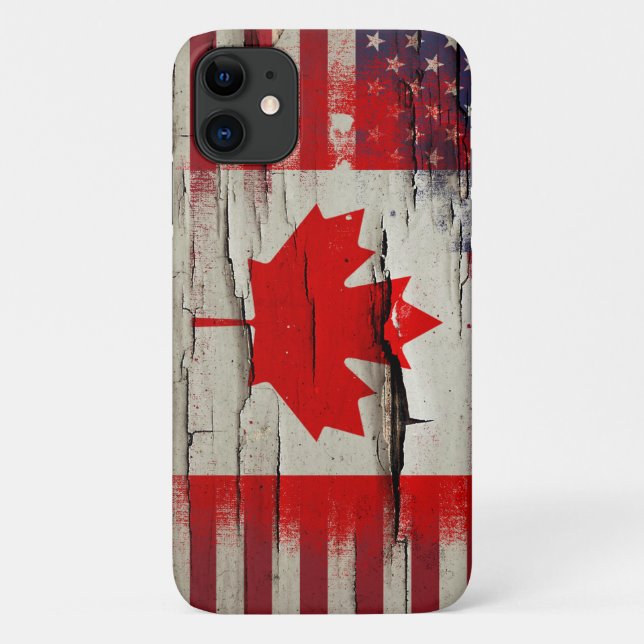 Capa Para iPhone 11 Tinta de quebra| Bandeira Canadense American (Verso)