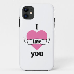 Capa Para iPhone 11 Tipografia Eu Te Amo Coração Rosa Dia dos Namorado