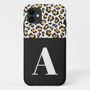 Capa Para iPhone 11 Tipografia inicial da impressão leopardo ousada o
