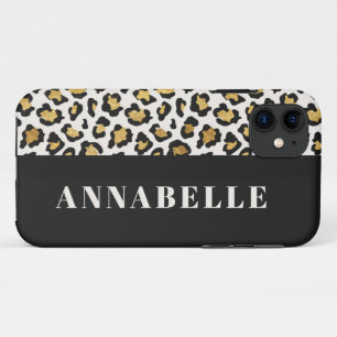 Capa Para iPhone 11 Tipografia inicial da impressão leopardo ousada o