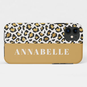 Capa Para iPhone 11 Tipografia inicial da impressão leopardo ousada o