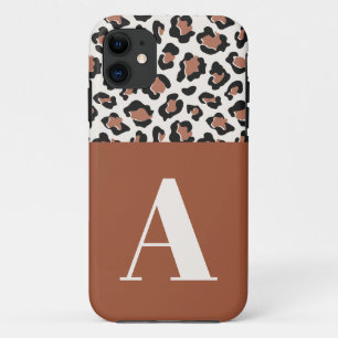 Capa Para iPhone 11 Tipografia inicial da impressão leopardo — Terra m