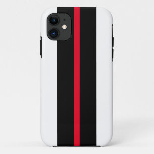 Capa Para iPhone 11 Tiras de Corrida Negra Vermelha Esportiva em Branc