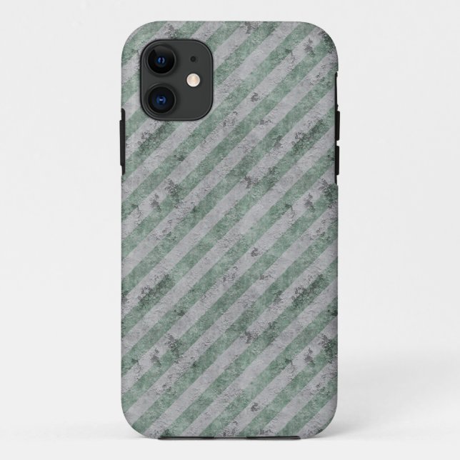 Capa Para iPhone 11 Tiras de Diagonal Verde Grunge (Verso)