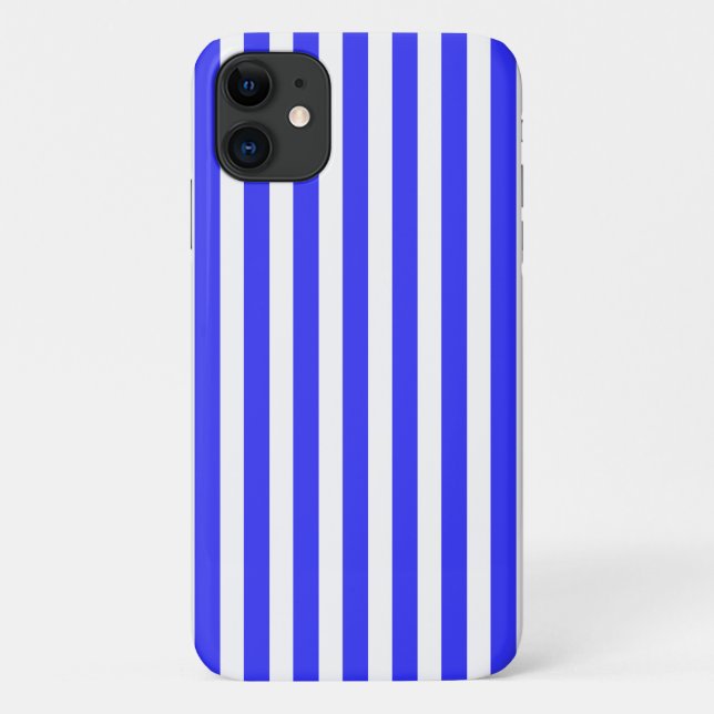 Capa Para iPhone 11 Tiras de doces, azuis e brancas (Verso)