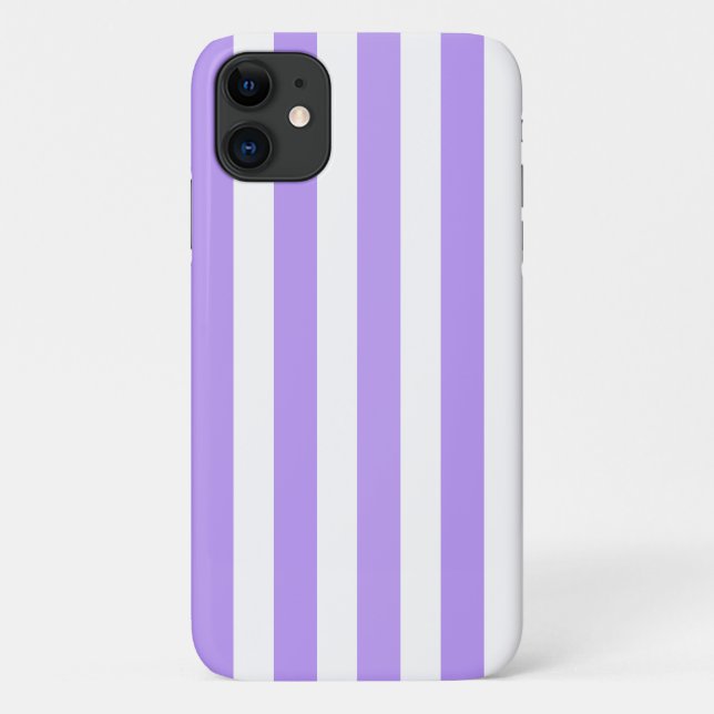 Capa Para iPhone 11 Tiras de doces, púrpuras e brancas (Verso)