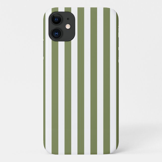 Capa Para iPhone 11 Tiras de doces, verdes e brancas, de oliveira (Verso)