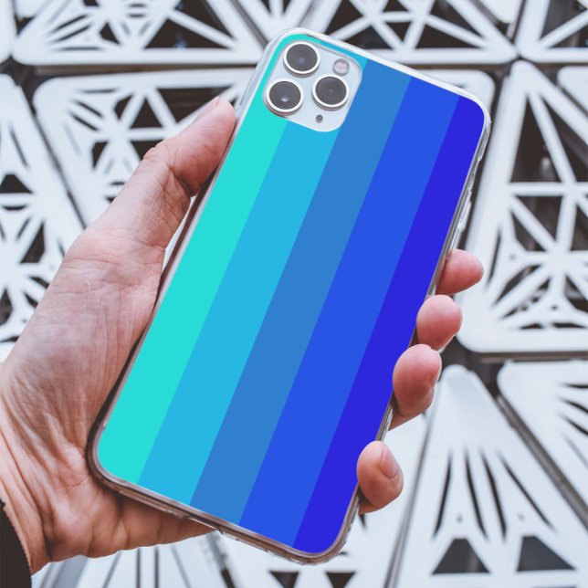 Capa Para iPhone 11 Tiras de tons azuis monocromáticos (Criador carregado)