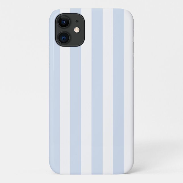 Capa Para iPhone 11 Tiras doces brancas e azuis claras (Verso)