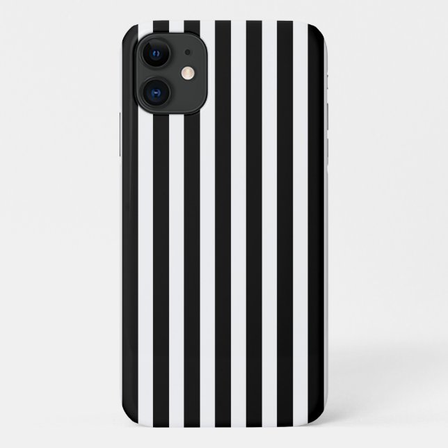 Capa Para iPhone 11 Tiras doces brancas e pretas (Verso)