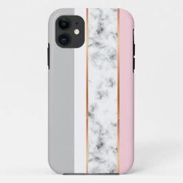 Capa Para iPhone 11 Tiras Douradas da Cinza branca Elegante