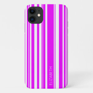 Capa Para iPhone 11 Tiras Irregulares Rosa Neon