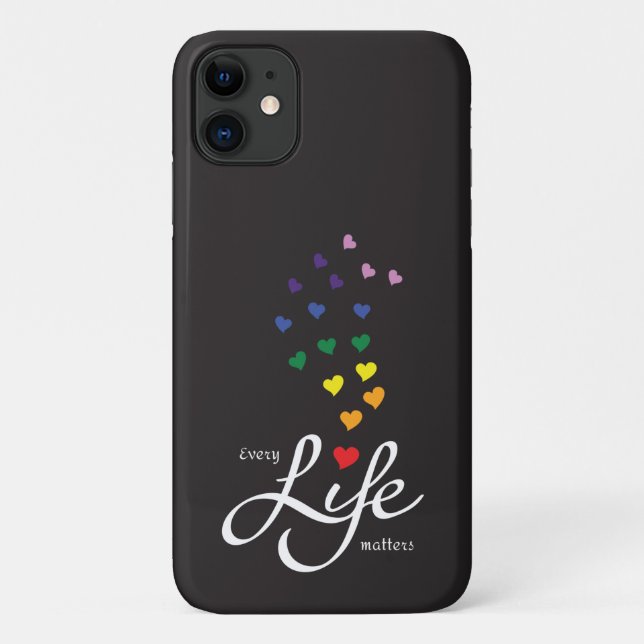 Capa Para iPhone 11 Toda vida importa - cores arco-íris - (Verso)