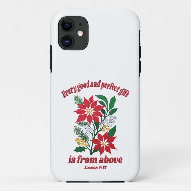 Capa Para iPhone 11 Todo Bom e Perfeito Presente – Tiago 1:17 Natal (Verso)