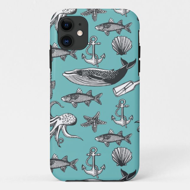 Capa Para iPhone 11 Todo O Padrão Do Mar (Verso)