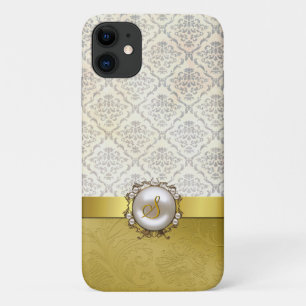 Capa Para iPhone 11 Tom Dourado e Cream Damask