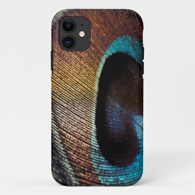 Capa Para iPhone 11 Tonalidades Antigas Olho de Pena de Pavão (Verso)