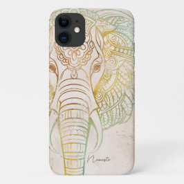 Capa Para iPhone 11 Tonalidades neatrais de Zen e elefante-dourado, ín