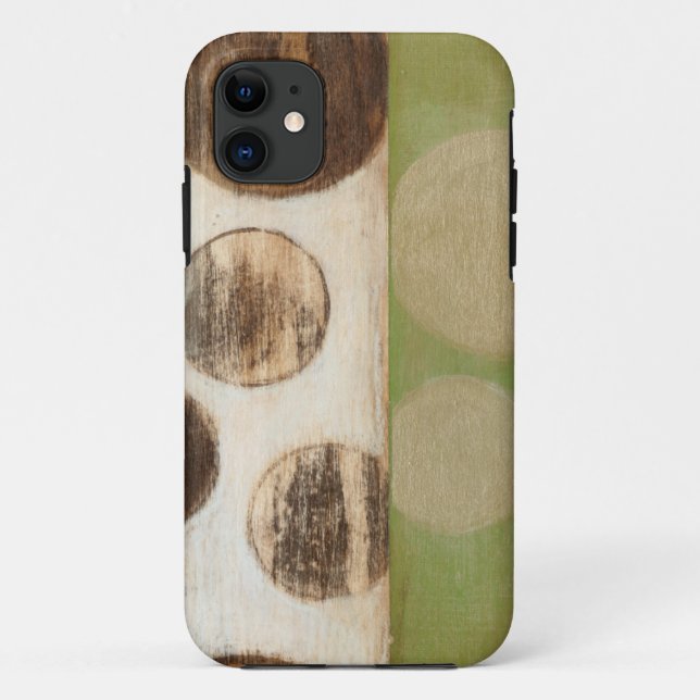 Capa Para iPhone 11 Tone da Terra - Painel de Madeira com Círculos (Verso)
