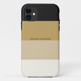 Capa Para iPhone 11 Tons de cor preto e Dourado com faixa horizontal m