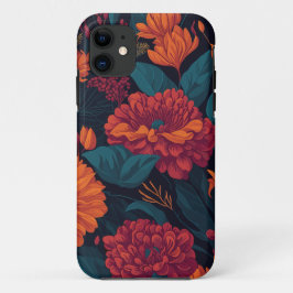Capa Para iPhone 11 Tons quentes design floral