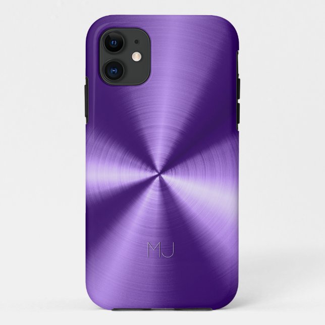 Capa Para iPhone 11 Tons roxos metálicos Aspectos do aço inoxidável (Verso)