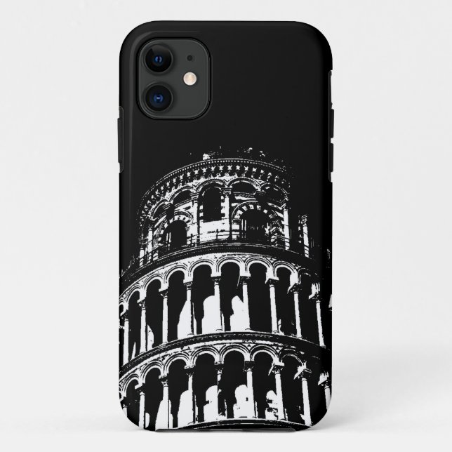 Capa Para iPhone 11 Torre Preta e Branca de Pisa Itália (Verso)