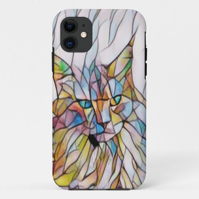 Capa Para iPhone 11 Trabalho de arte de Gato Engraçado (Verso)