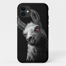 Capa Para iPhone 11 Traço De Cabeça Retrato Llama Em Fundo Preto