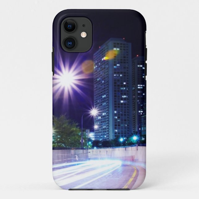 Capa Para iPhone 11 Tráfego borrado na noite (Verso)