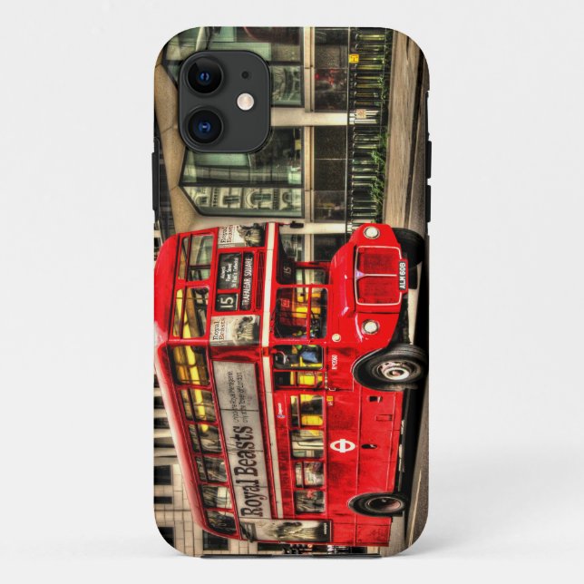 Capa Para iPhone 11 Traffic Square London Double Decker Bus (Verso)