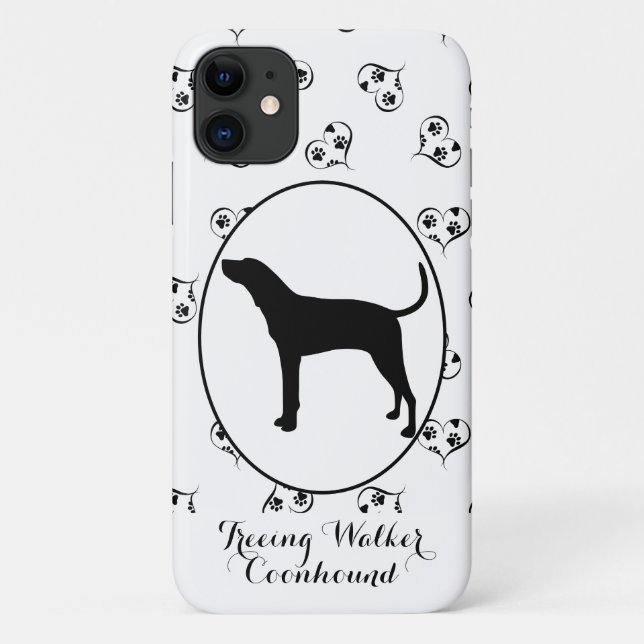 Capa Para iPhone 11 Treing Walker Coonhound Silhouette (Verso)