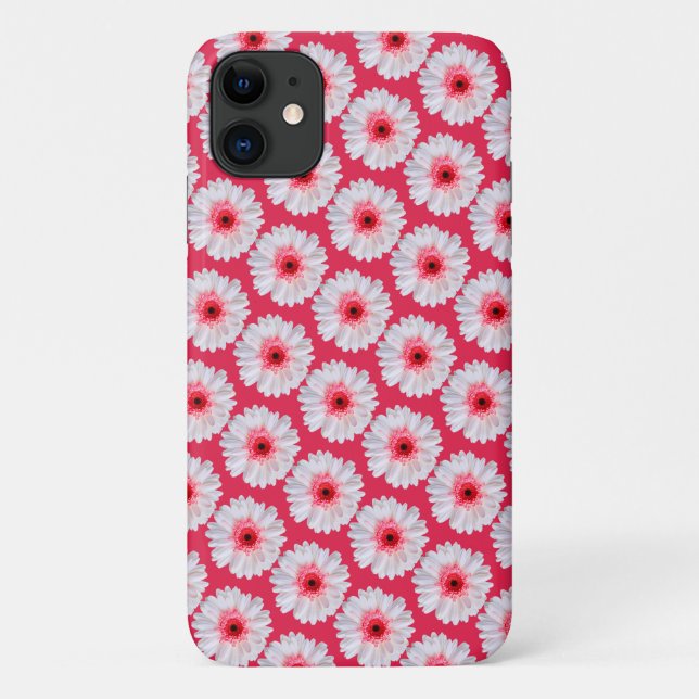 Capa Para iPhone 11 Trendy Gerbera Daisy Pattern a Rosa (Verso)