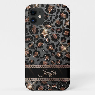 Capa Para iPhone 11 Trendy Personalizado Leopard Dourado Luminter    