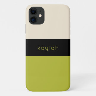 Capa Para iPhone 11 Trendy Pistachio Green Color Block com nome