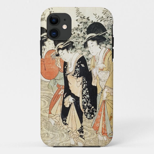 Capa Para iPhone 11 Três meninas que remam em um rio, 'da forma (Verso)