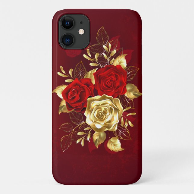 Capa Para iPhone 11 Três Rosas de Joia (Verso)