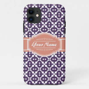 Capa Para iPhone 11 Trevo decorativo magenta e salmão personalizado