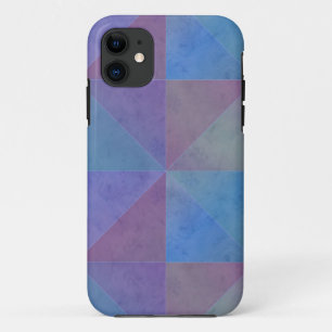Capa Para iPhone 11 Triângulos Azuis Roxos Padrão Geométrico
