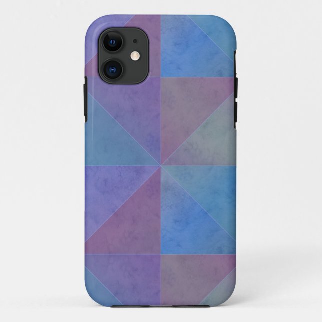 Capa Para iPhone 11 Triângulos Azuis Roxos Padrão Geométrico (Verso)