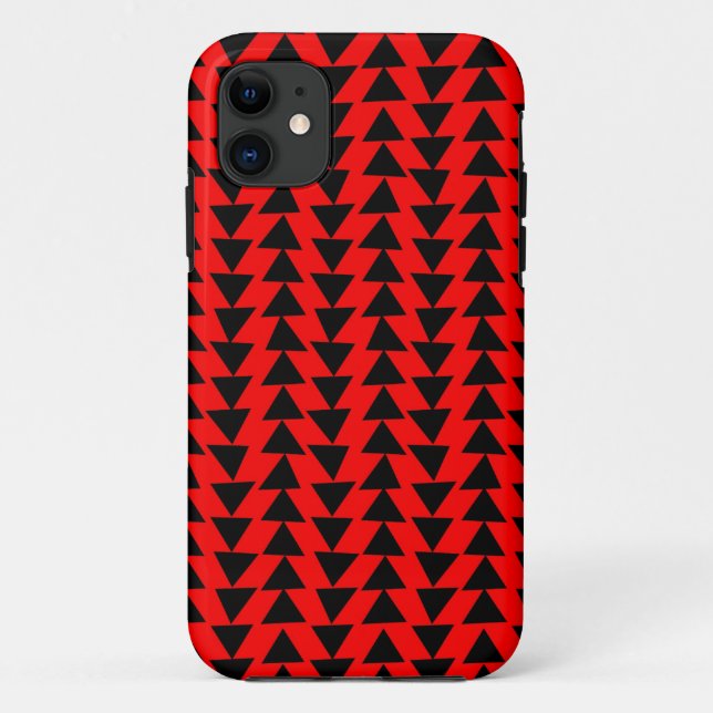 Capa Para iPhone 11 Triângulos Irregulares - Preto em Vermelho (Verso)
